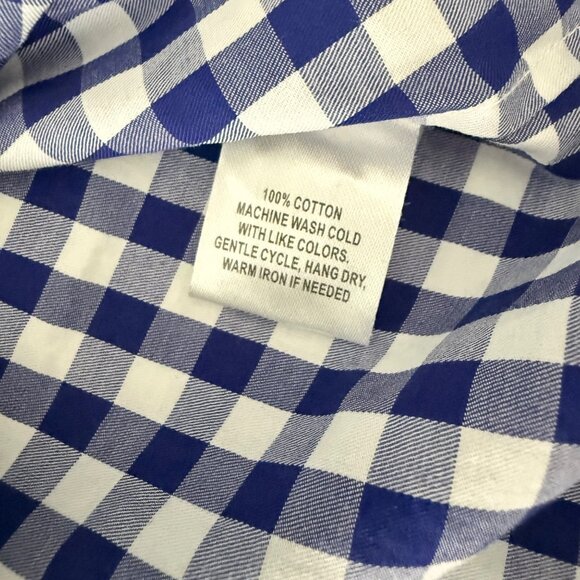 Untuckit Blue & White Checkered Long Sleeve Button-Down Shirt 100% Cotton Made I - Picture 4 of 10